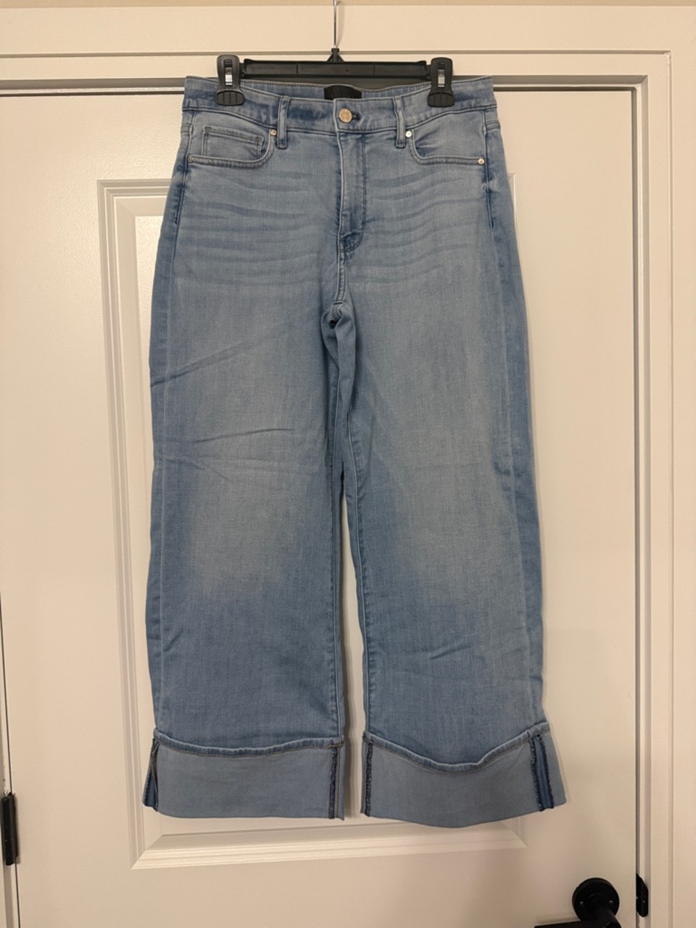 White House Black Market Light Blue Wide Crop Jeans with Cuffed Hem